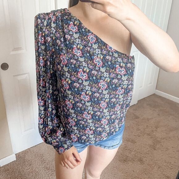 FRAME Floral One-Shoulder Blouse L - Picture 1 of 15